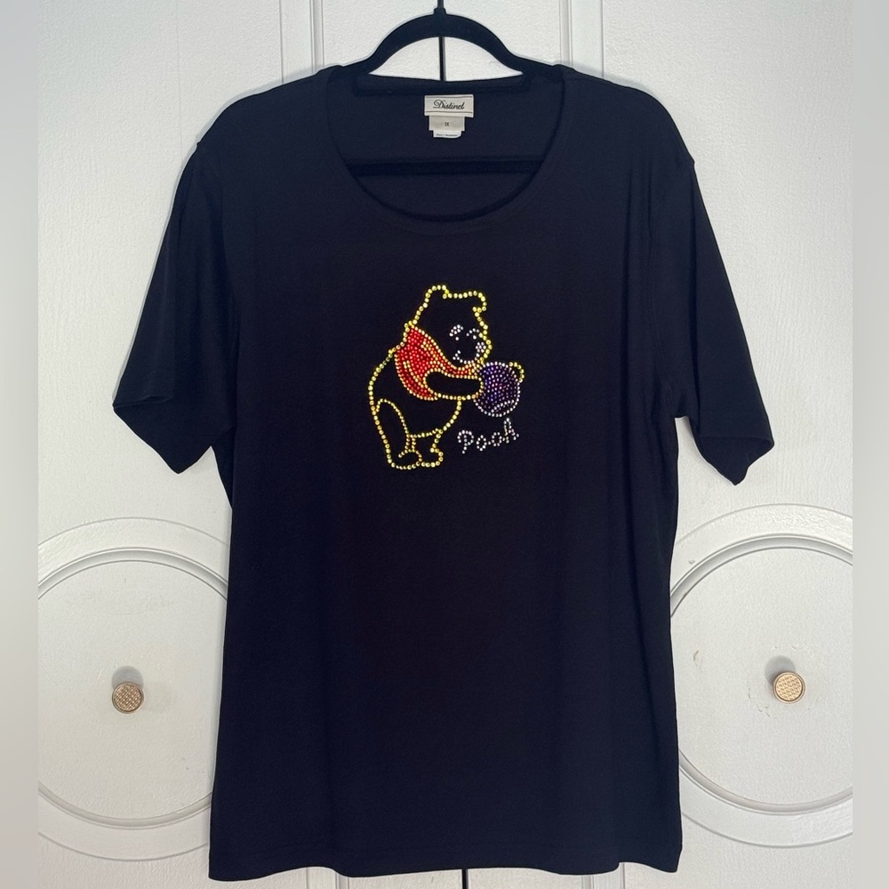 Distinct‎ Winnie the Pooh Rhinestone Graphic T-Shirt Black 1X 1703L